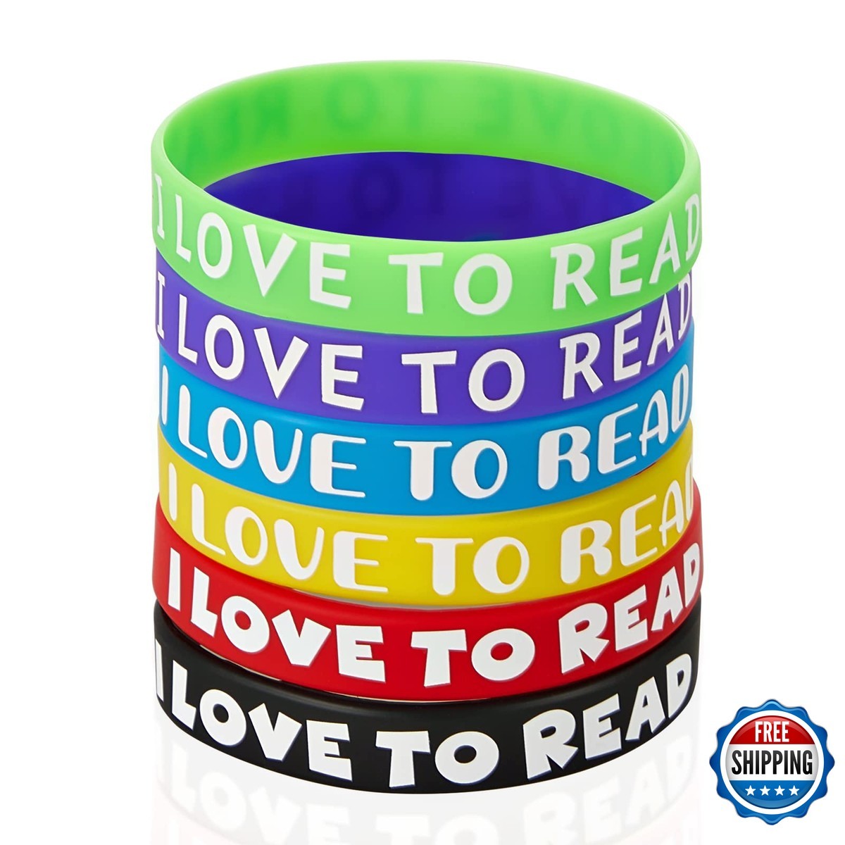 WILLBOND I Love Read Rubber Bracelets Motivational Rubber Wristband Colorful