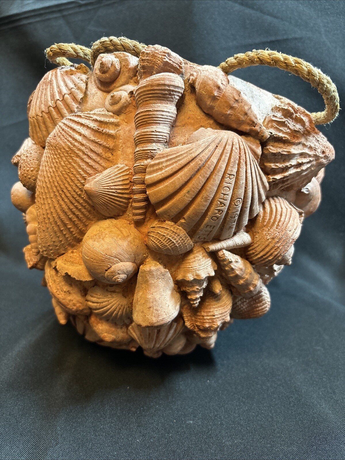 RICHARD ETTS MCM VTG HANGING WALL FLOWOR POT SEA SHELL RARE