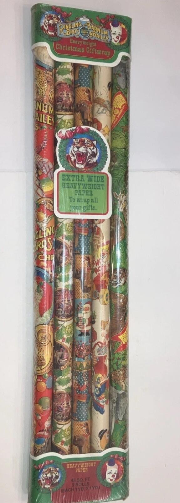 VTG 70’s Christmas Wrapping Paper 5 Pack Ringling Bros Barnum Bailey Circus LOOK