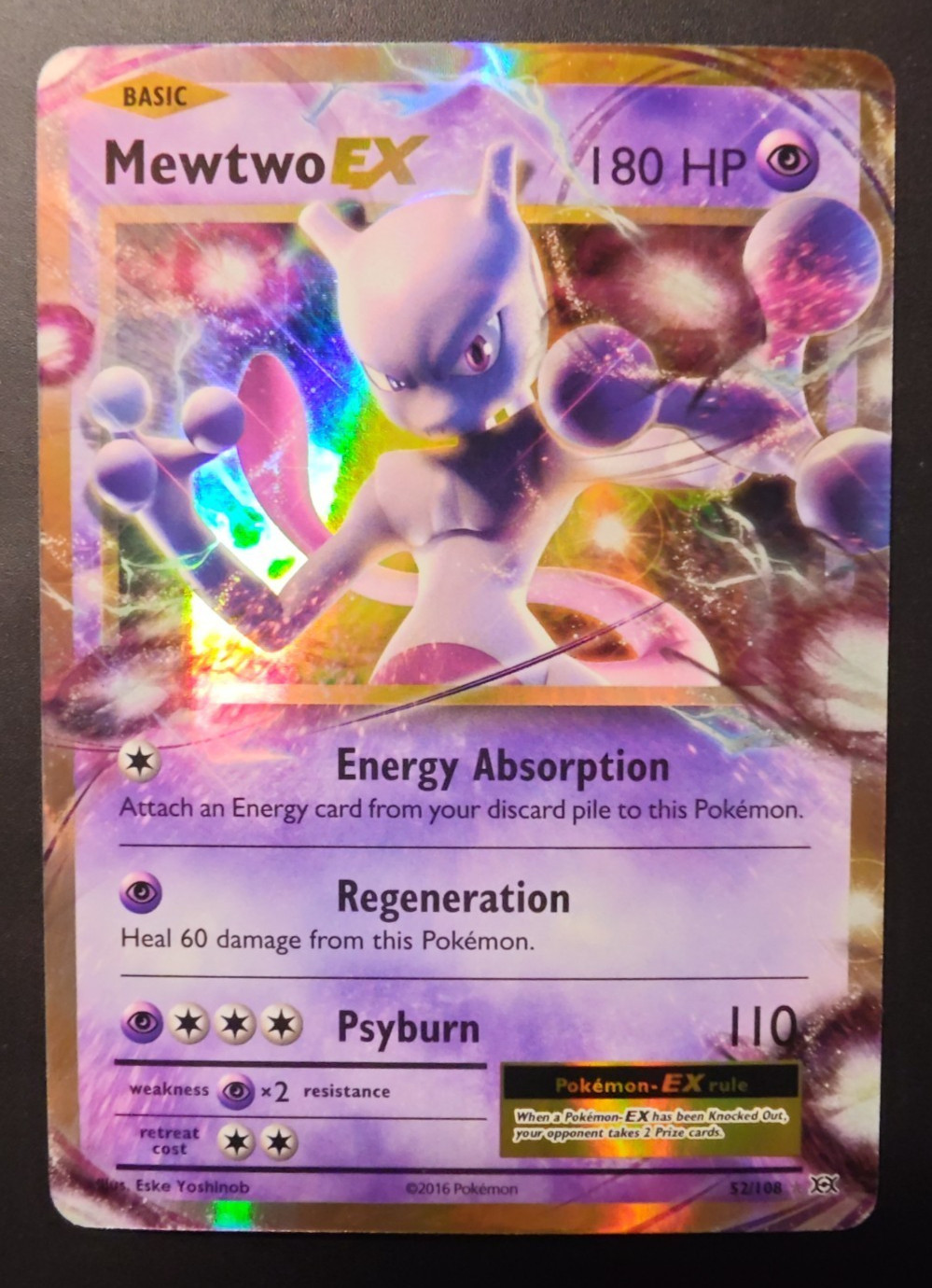 Mewtwo EX 52/108 Holo Ultra Rare Pokémon XY Evolutions 2016 English