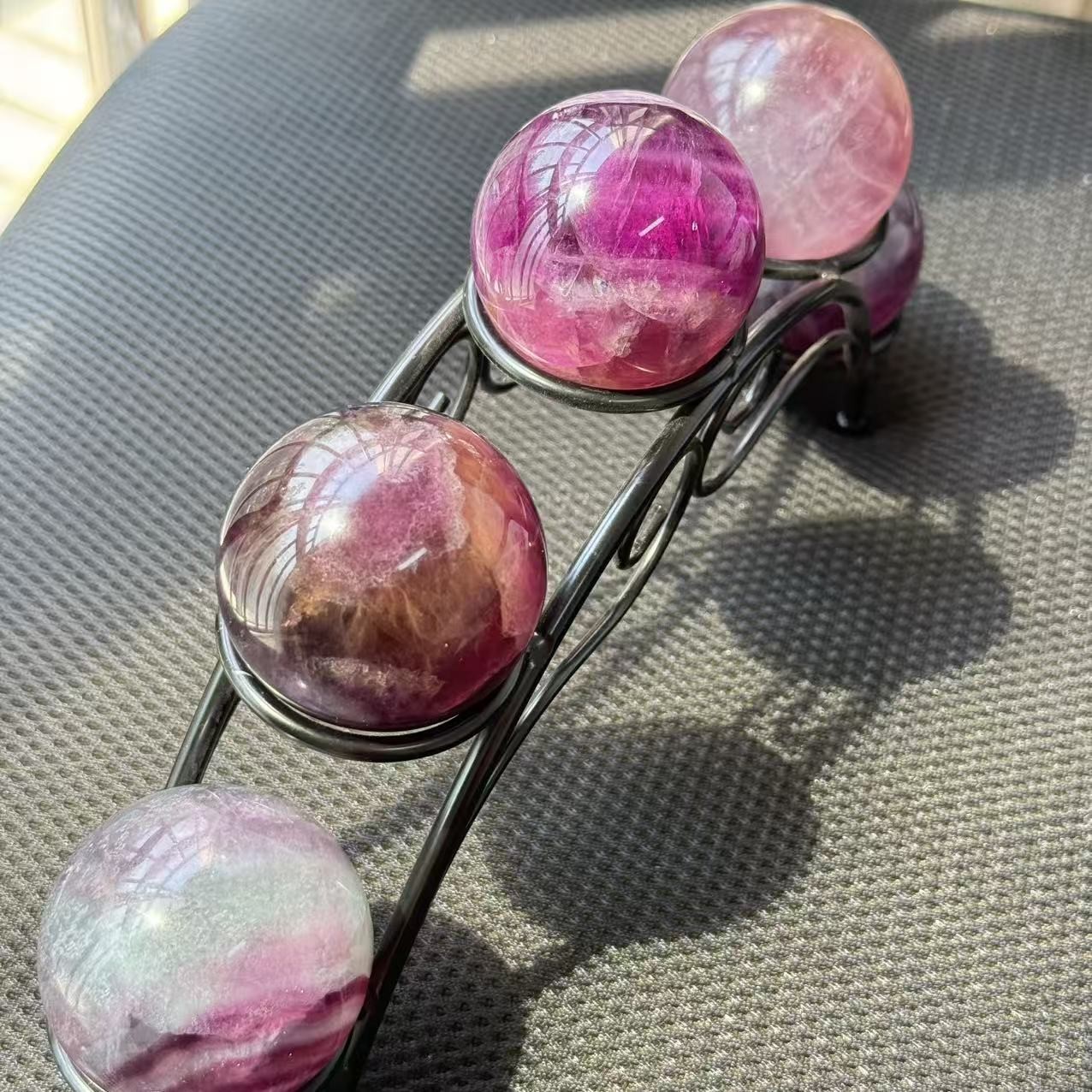 2.2LB 5PC Natural Candy Fluorite Sphere Crystal Rainbow Quartz Ball Healing 2.2LB 5PC Natural Candy Fluorite Sphere Crystal Rainbow Quartz Ball Healing