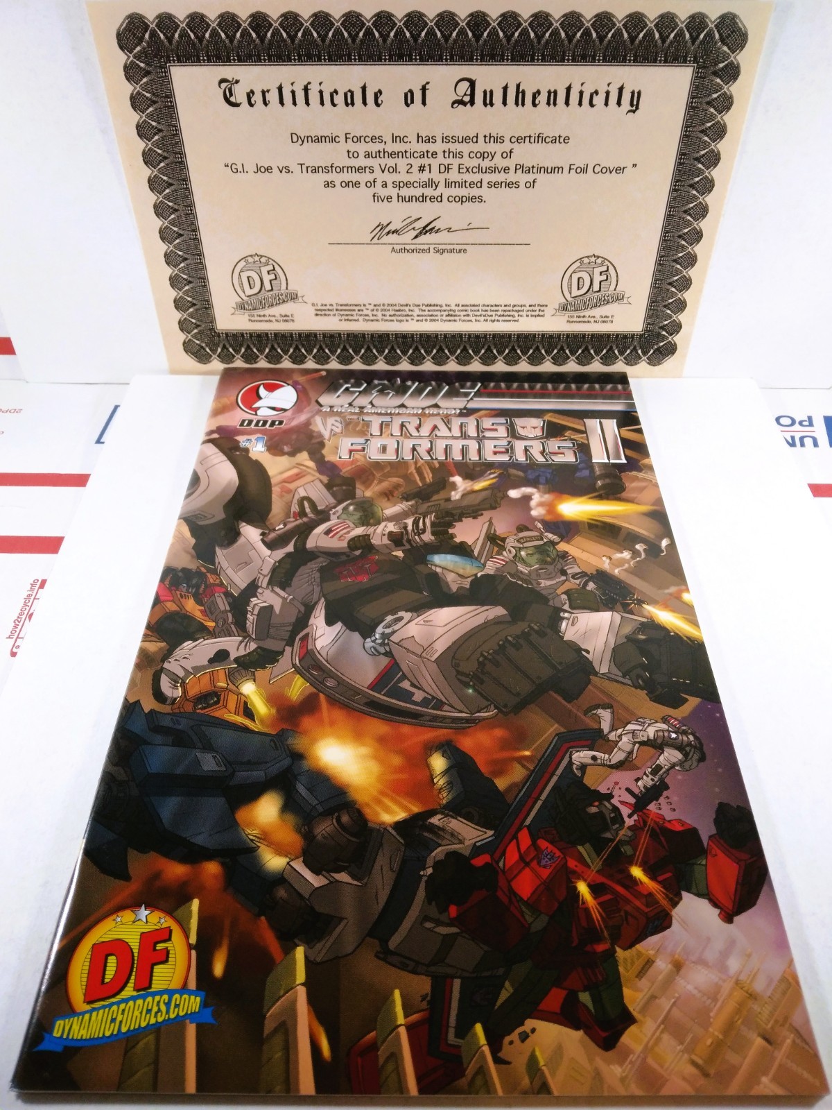 🔥🤖 GI JOE VS TRANSFORMERS II #1 DF PLATINUM FOIL VARIANT COA DYNAMIC FORCES VF 🔥🤖 GI JOE VS TRANSFORMERS II #1 DF PLATINUM FOIL VARIANT COA DYNAMIC FORCES VF