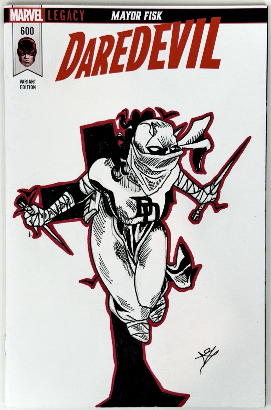 Daredevil 600 - Blank Sketch Variant Cover w/Original Art by Romulo Fajardo +COA Daredevil 600 - Blank Sketch Variant Cover w/Original Art by Romulo Fajardo +COA