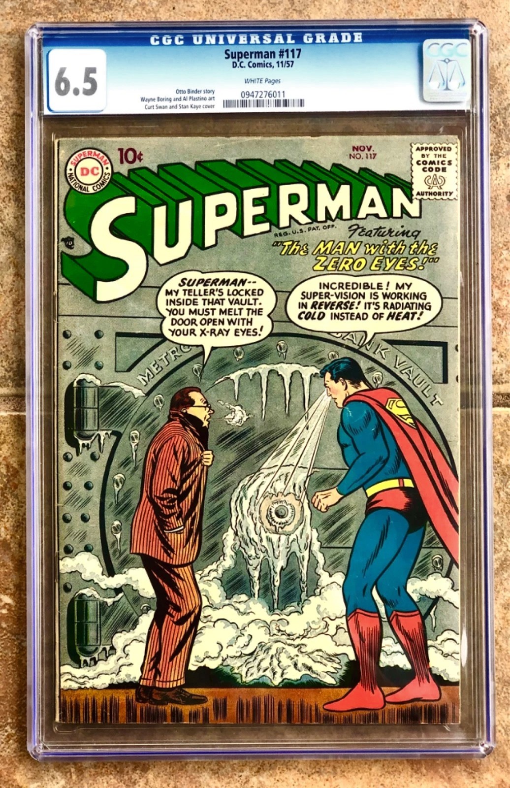 Vintage 1957 SUPERMAN #117 DC-National CURT SWAN Stan Kaye CGC 6.5 WHITE Pages