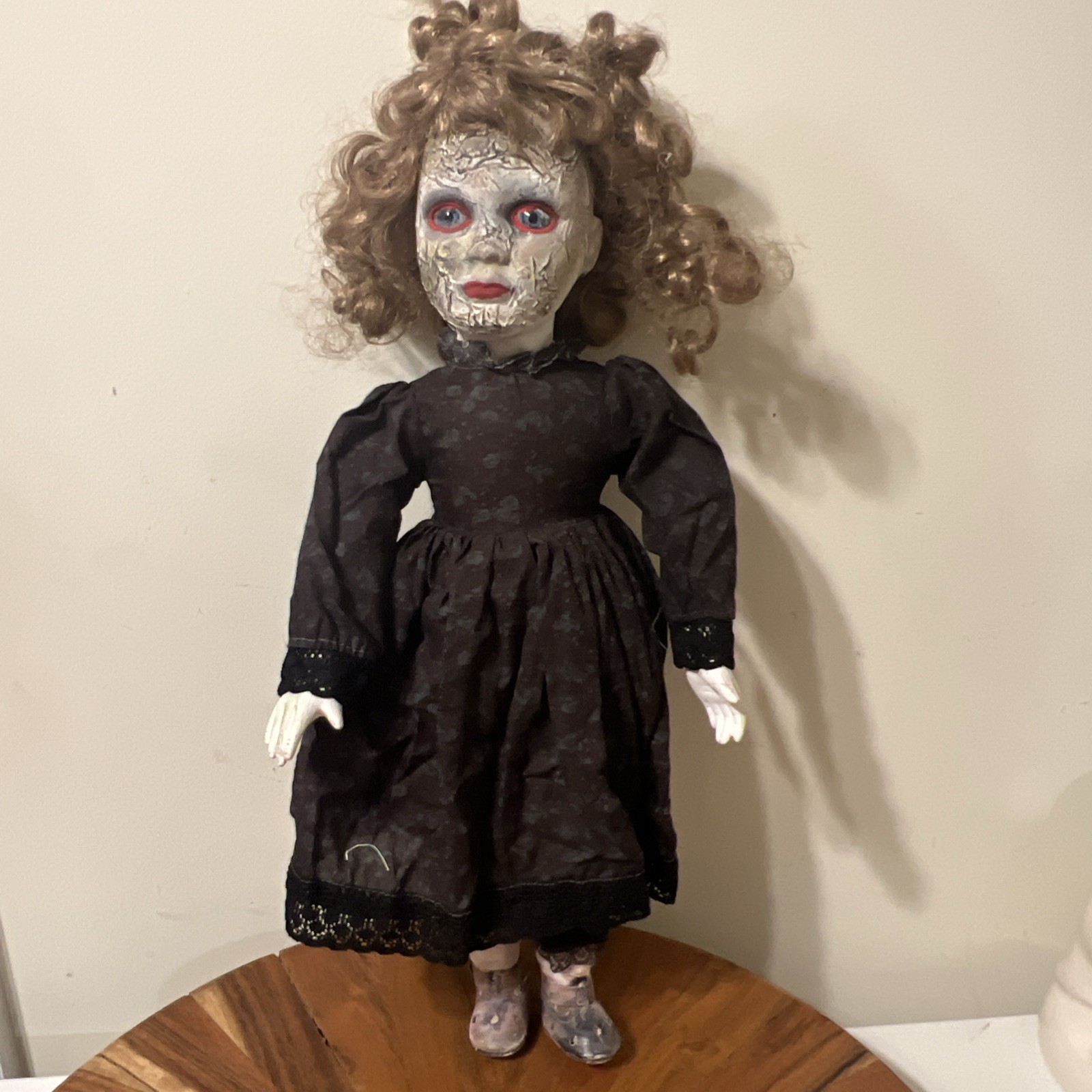OOAK Creepy Doll, Scary Crackle Face, 17" Tall Handmade Halloween Prop OOAK Creepy Doll, Scary Crackle Face, 17" Tall Handmade Halloween Prop