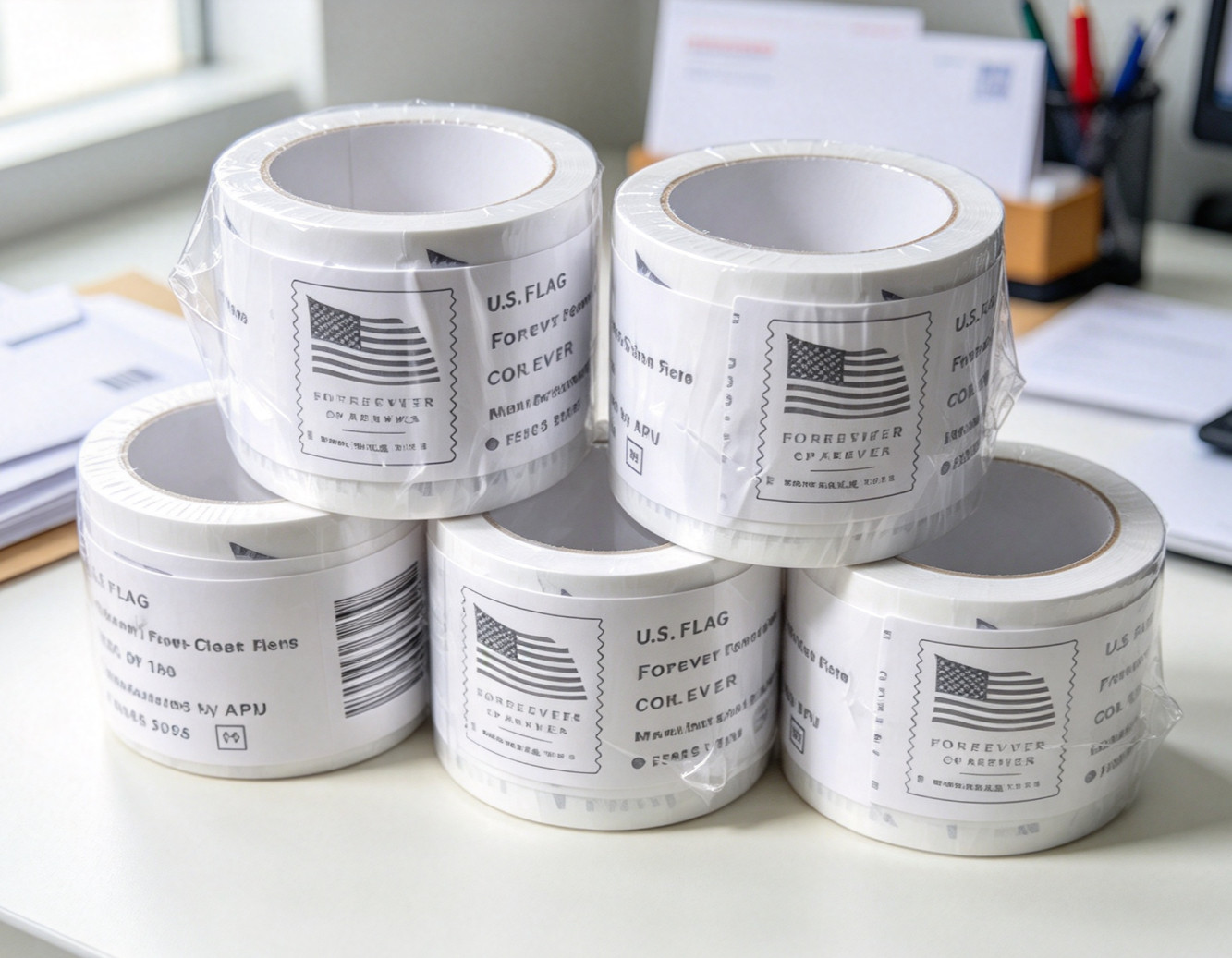 10 Rolls, 100 Per Roll 2026 US Flag (Brand new, unopened)1000PCS 10 Rolls, 100 Per Roll 2026 US Flag (Brand new, unopened)1000PCS