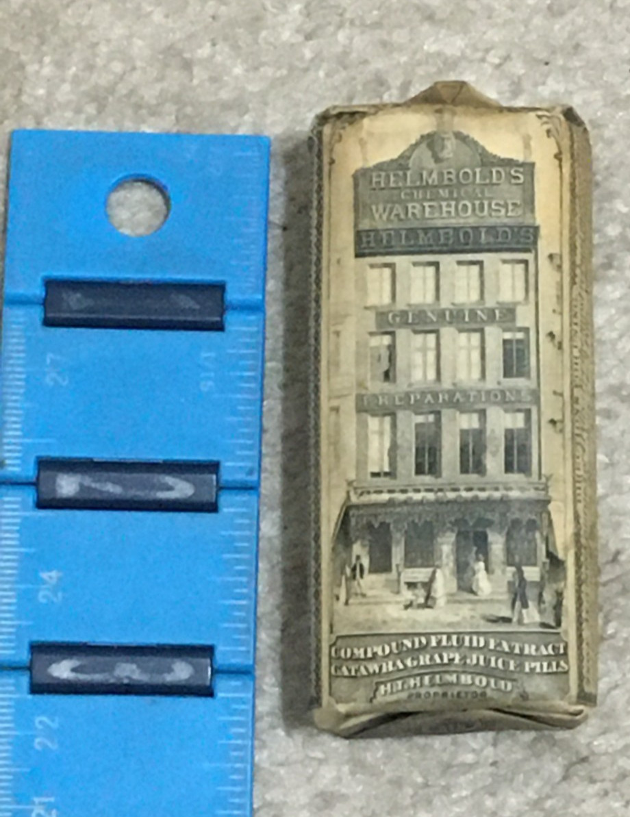 Vtg 1900s Helmbolds Chemical Co Catawba Grape Juice Pill Bottle W/ Paper Wrapper