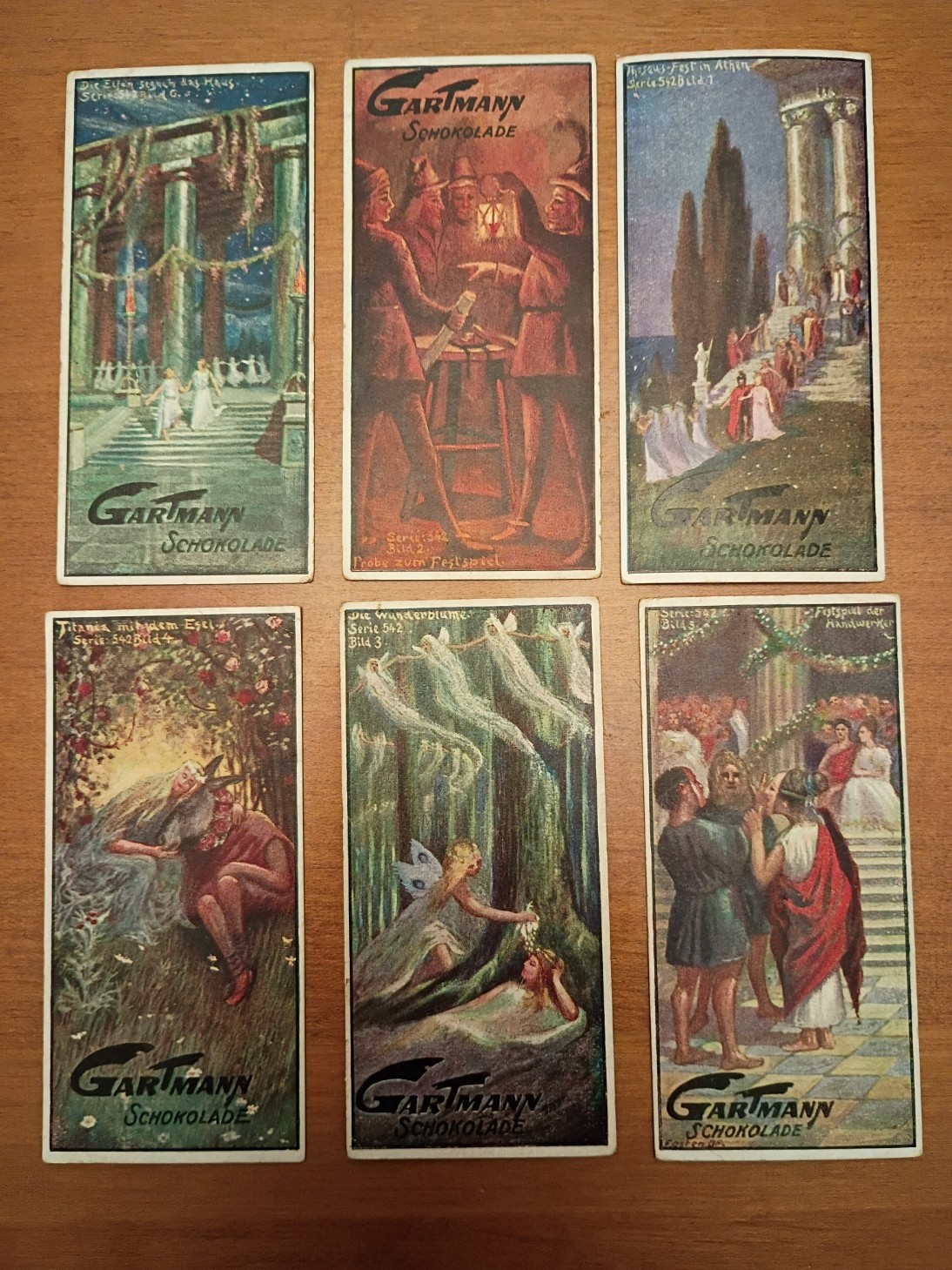 1923 A MIDSUMMER NIGHT'S DREAM: Set of Scarce GARTMANN Chocolate Cards set 542 1923 A MIDSUMMER NIGHT'S DREAM: Set of Scarce GARTMANN Chocolate Cards set 542