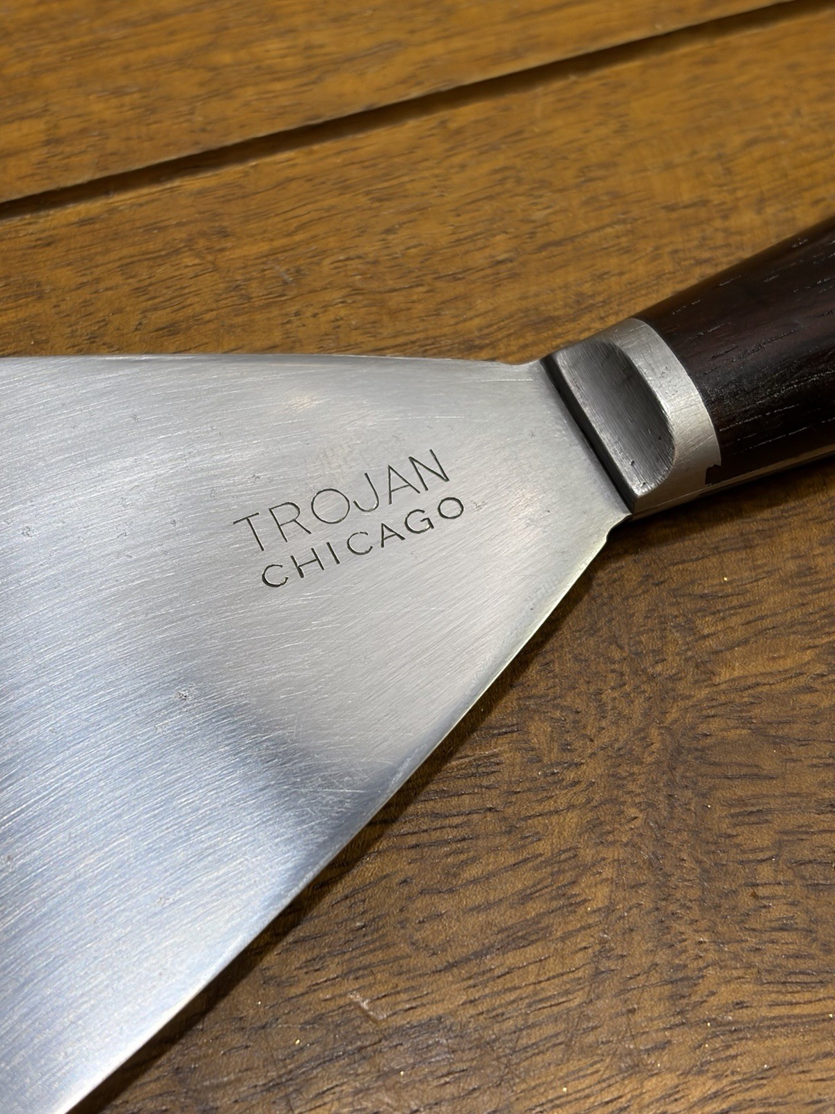 Beautiful Vintage Trojan Chicago Rosewood & Brass Putty Knife Scraper Rare Beautiful Vintage Trojan Chicago Rosewood & Brass Putty Knife Scraper Rare
