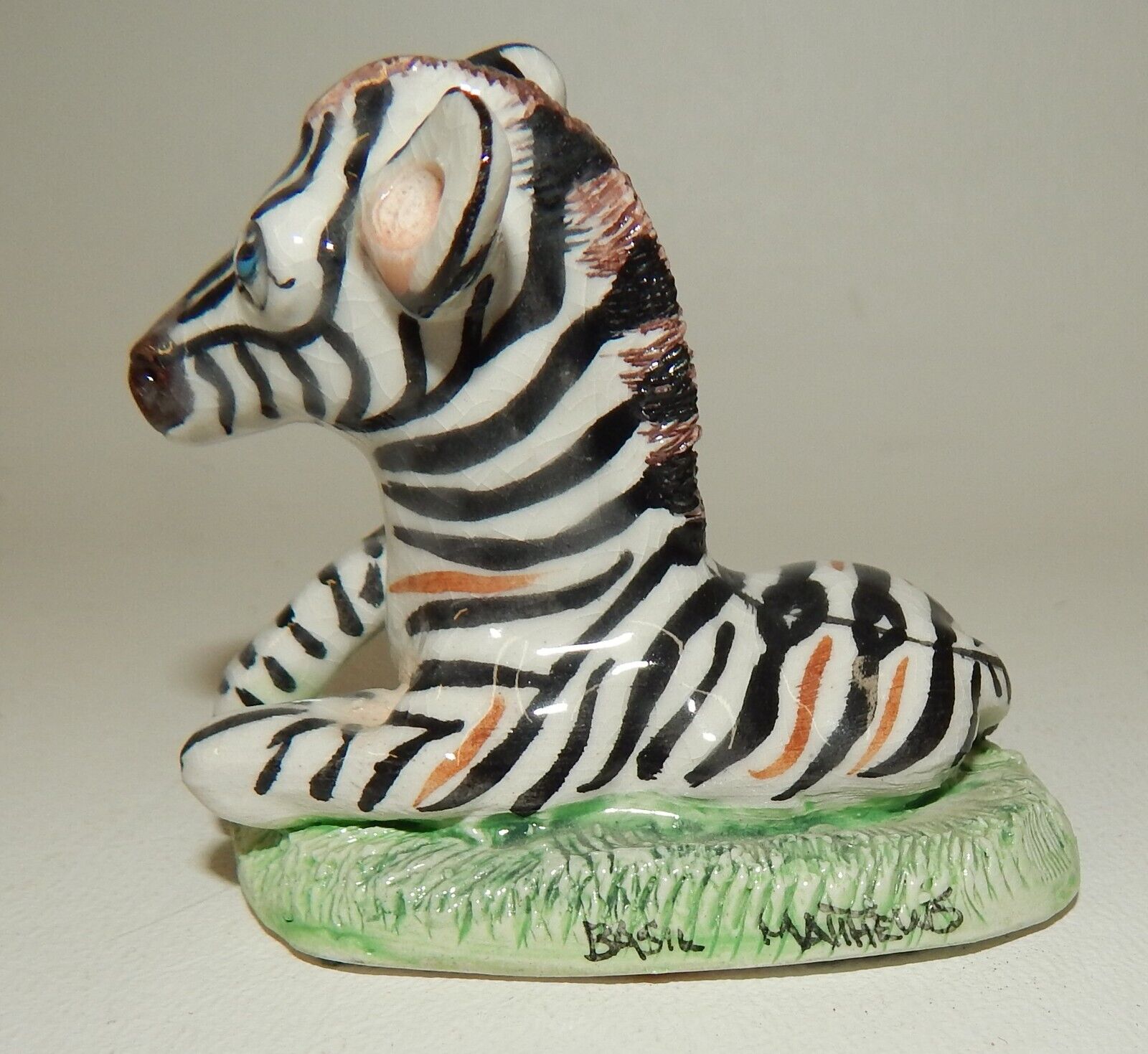 Vintage Basil Matthews England - Zebra Figurine Sculpture - Artist Signed