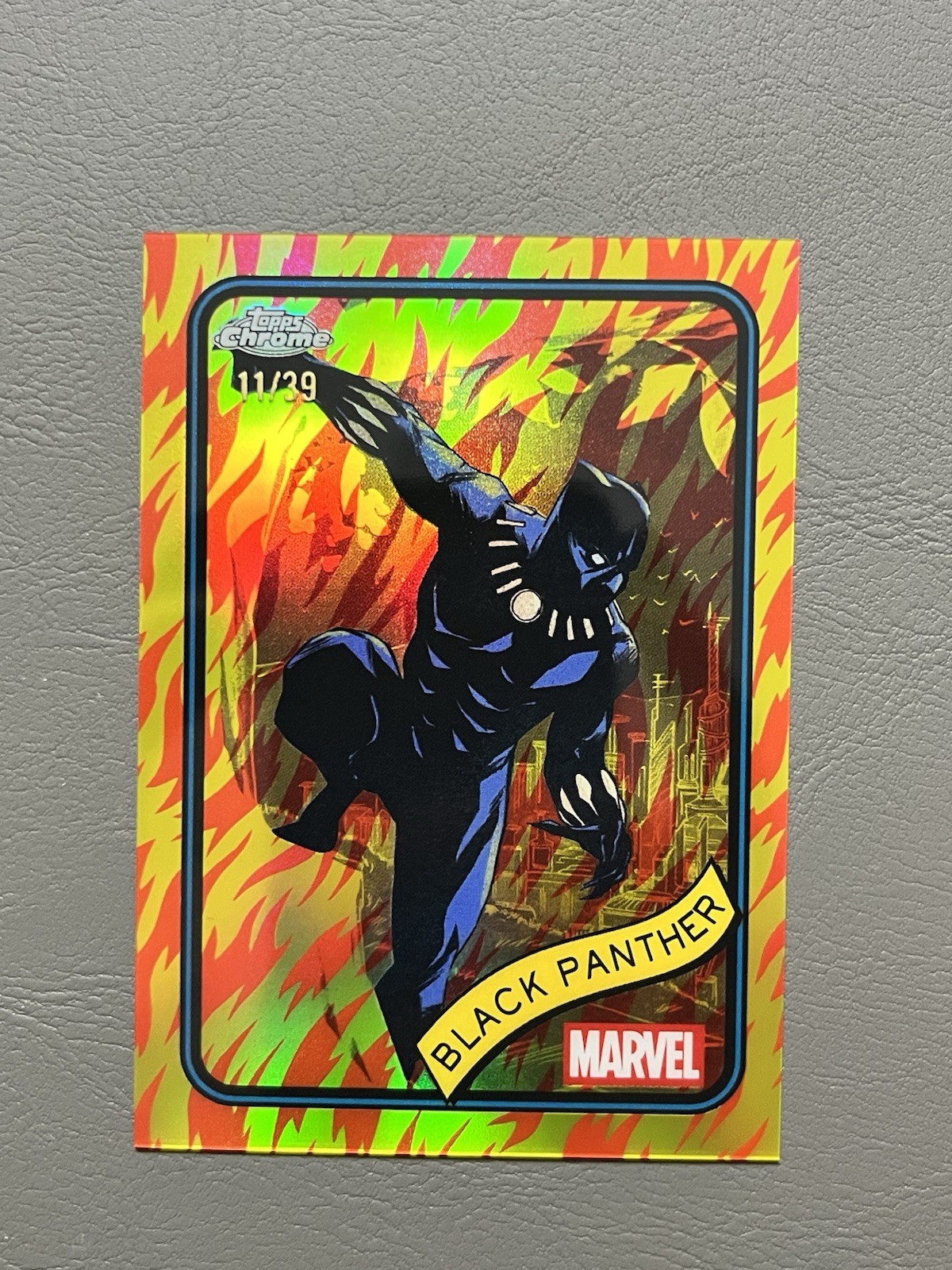 2025 Topps Chrome Marvel Black Panther Human Torch Refractor 11/39