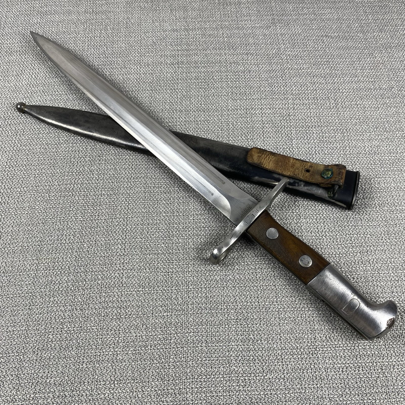 WWI Rifle Bayonet Knife Swiss Model 1918 Elsener Schwyz With Scabbard 12134 WWI Rifle Bayonet Knife Swiss Model 1918 Elsener Schwyz With Scabbard 12134