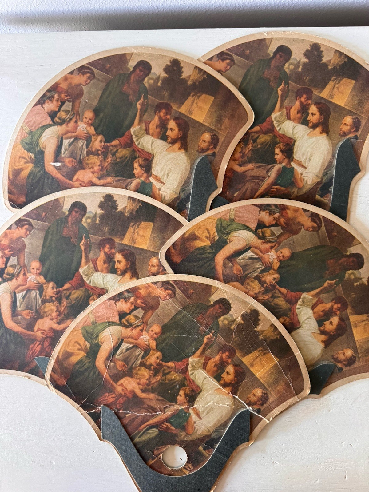 Lot 5 VTG Cardboard Advertising cardstock Fans Jesus & Children DX Petroleum Co Lot 5 VTG Cardboard Advertising cardstock Fans Jesus & Children DX Petroleum Co