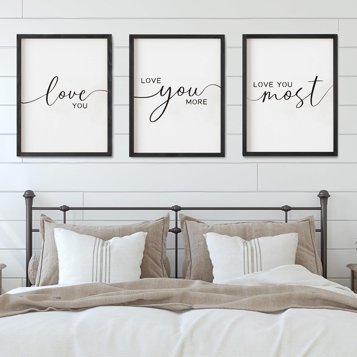 Love You More Sign Set - I Love You & More Wall Decor for Bedroom