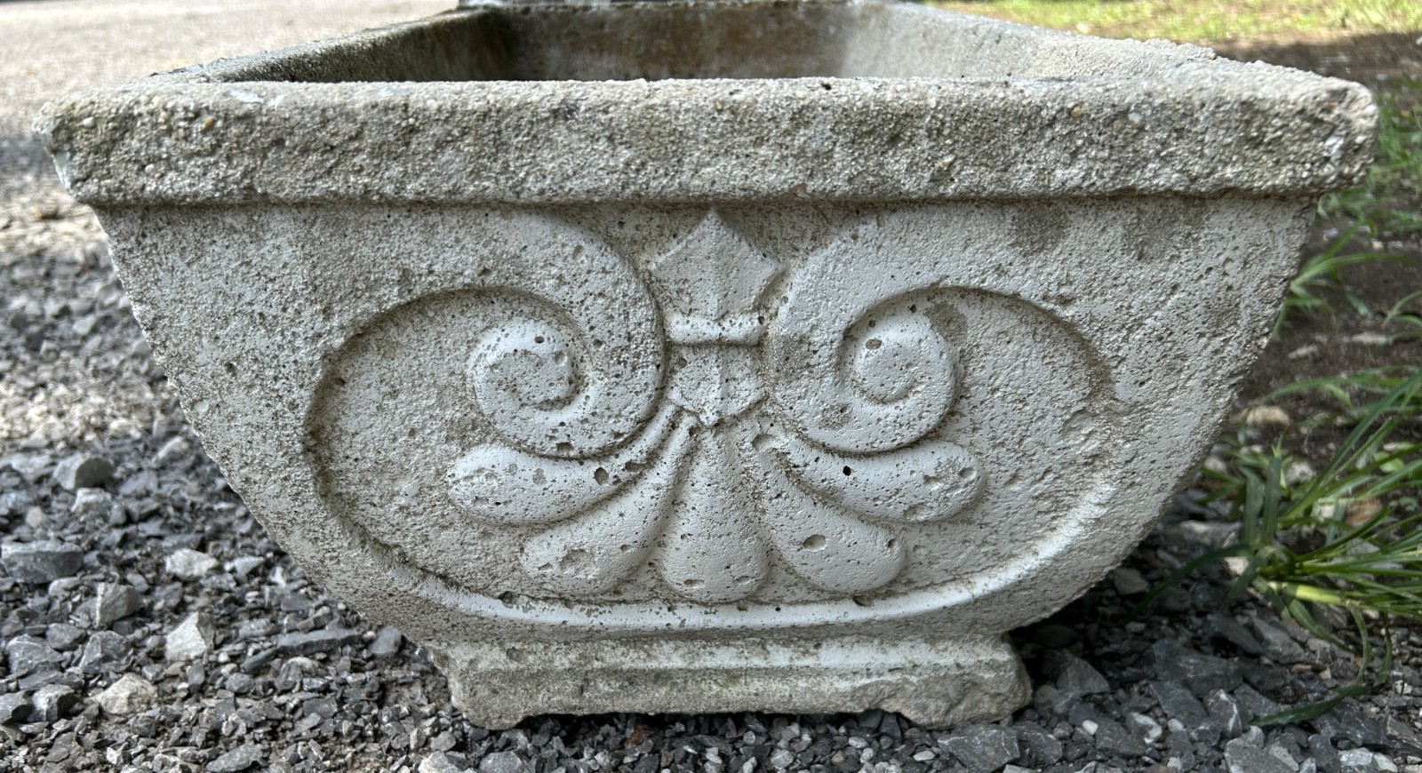 Vintage French Neoclassical Concrete Trough Planter 29" x 14" Estate Garden Box Vintage French Neoclassical Concrete Trough Planter 29" x 14" Estate Garden Box