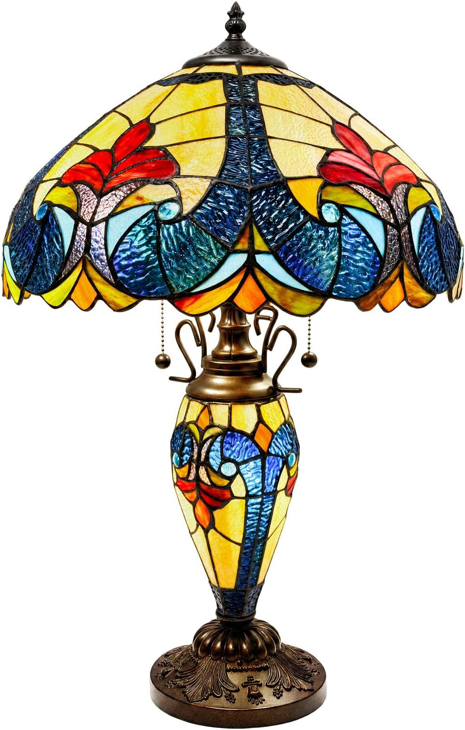 24" Tiffany Style Stained Glass Table Lamp, Vintage Desk Lamp
