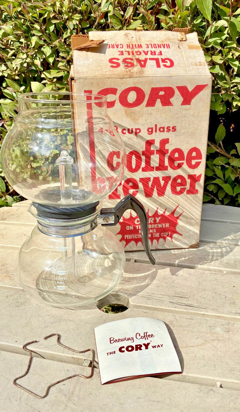 VINTAGE CORY GLASS COFFEE BREWER -4-8 CUP COFFEE POT IN ORIGINAL BOX-DKG-S VINTAGE CORY GLASS COFFEE BREWER -4-8 CUP COFFEE POT IN ORIGINAL BOX-DKG-S