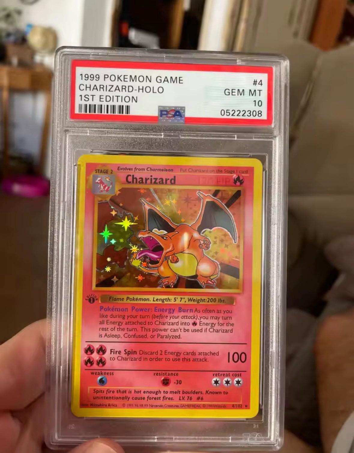 PSA 10 Gem Mint 1st Edition Base Set Charizard Holo #4/102 Pokemon Card PSA 10 Gem Mint 1st Edition Base Set Charizard Holo #4/102 Pokemon Card