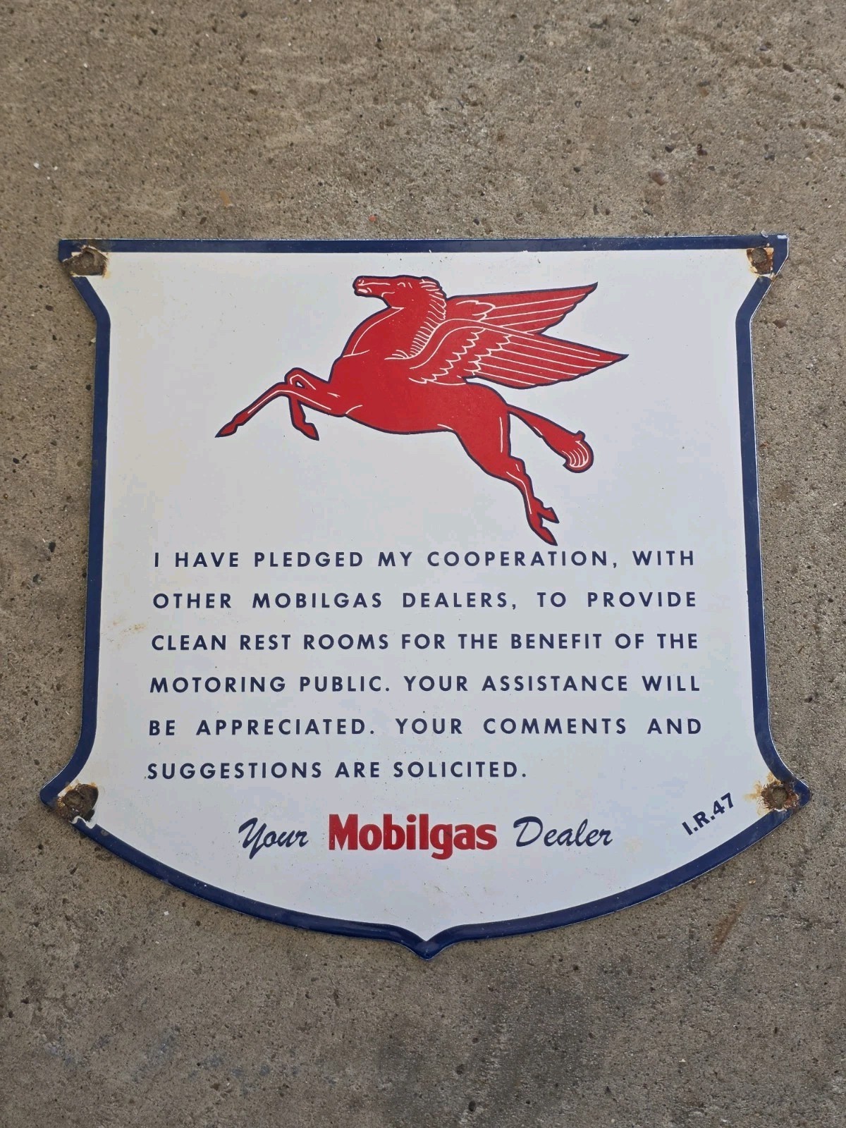VINTAGE MOBILGAS W/PEGASUS RESTROOM PLEDGE PORCELAIN SIGN GAS STATION 12"x12" VINTAGE MOBILGAS W/PEGASUS RESTROOM PLEDGE PORCELAIN SIGN GAS STATION 12"x12"