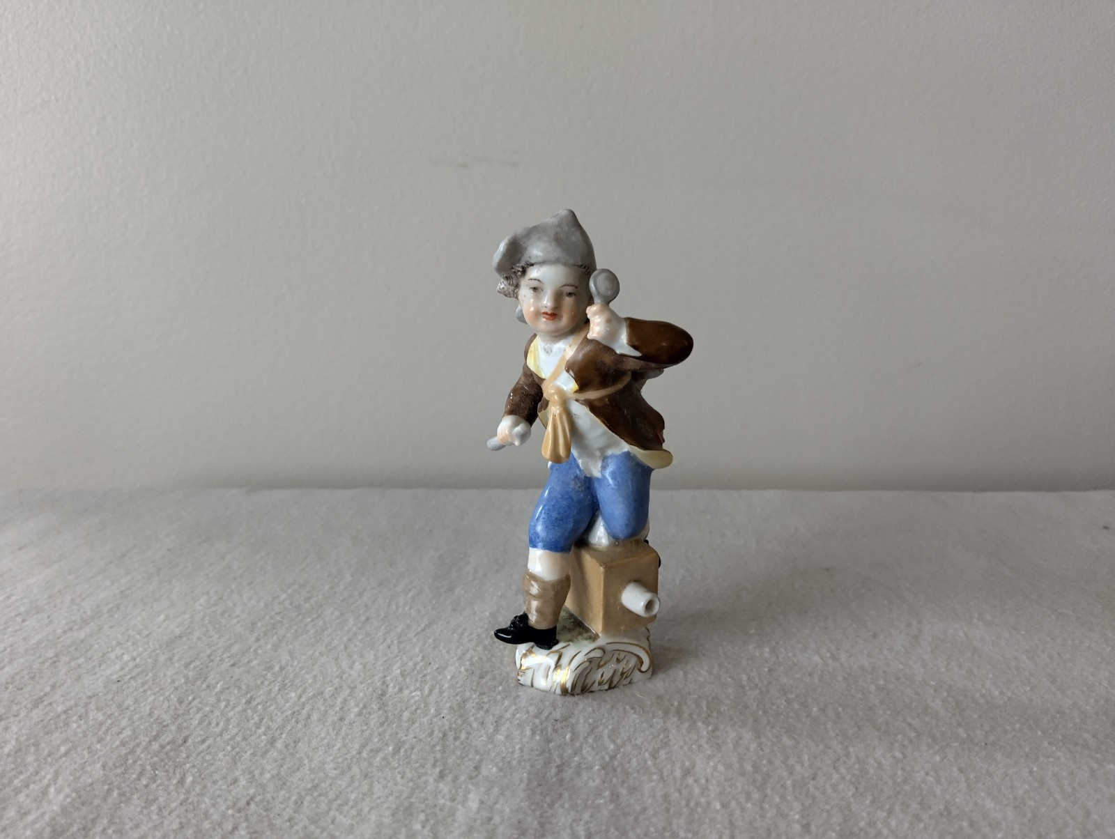 Antique KPM Berlin Porcelain Figurine Boy with Satchel & Cane 19th Century Antique KPM Berlin Porcelain Figurine Boy with Satchel & Cane 19th Century