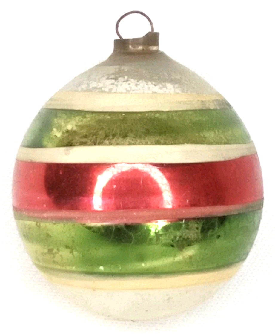 Christmas Ornament Striped Transparent Glass Made In Germany Antique 1920s Christmas Ornament Striped Transparent Glass Made In Germany Antique 1920s