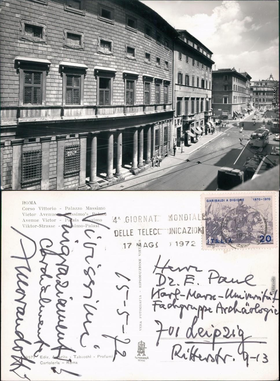 Photo Postcard Rome Roma Corso Virroria - Palazzo Massimo 1972 Photo Postcard Rome Roma Corso Virroria - Palazzo Massimo 1972