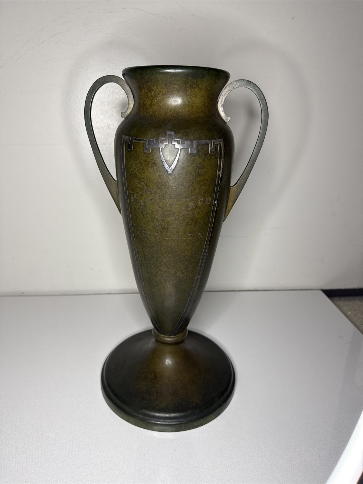 Rare 17" Antique OTTO HEINTZ Sterling on Bronze Trophy Vase Arts & Crafts 1923 Rare 17" Antique OTTO HEINTZ Sterling on Bronze Trophy Vase Arts & Crafts 1923