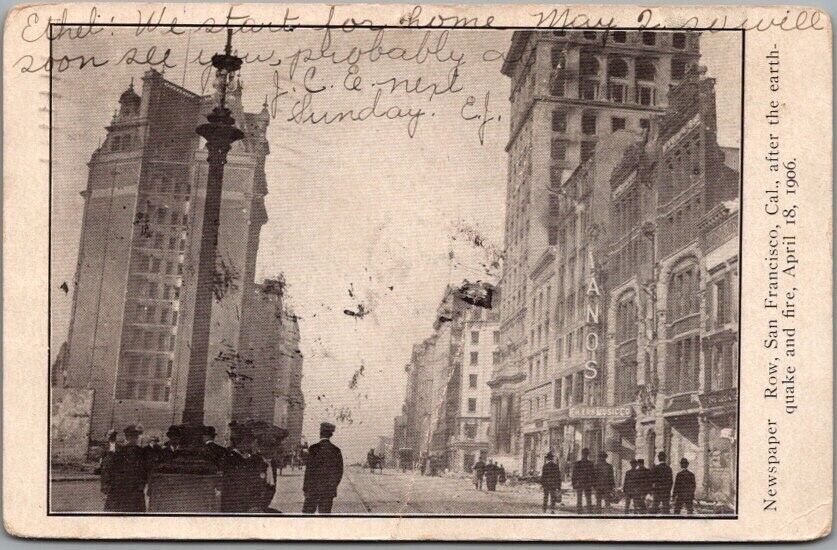 1906 SAN FRANCISCO EARTHQUAKE California Postcard EARLY Cancel APRIL 1906