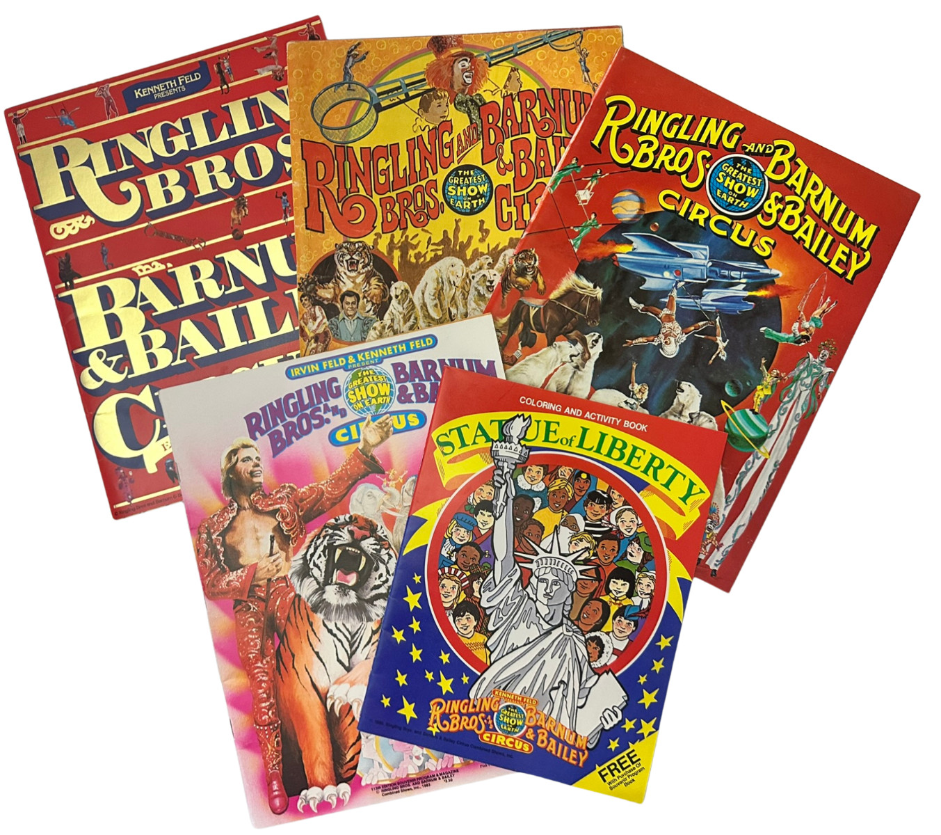 Lot 5 Vintage Ringling Bros Circus Programs 1976-86 Poster & Inserts collectible