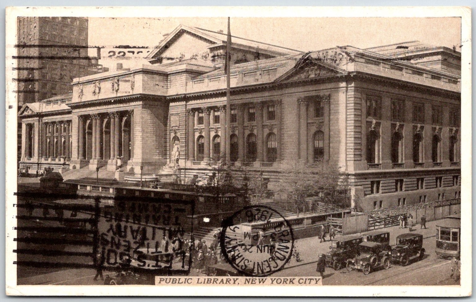 1926 NYC Public Library 5th Ave Stephen Schwarzman Building Postcard 1926 NYC Public Library 5th Ave Stephen Schwarzman Building Postcard