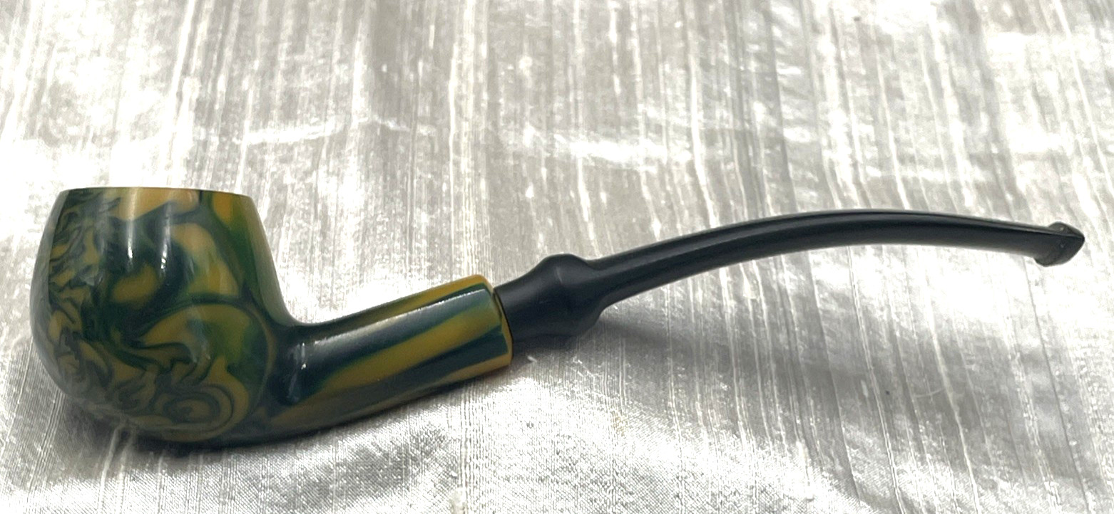 Vintage Hilson Fantasia No. 83 Estate Pipe Belgium Green Yellow Swirl Vintage Hilson Fantasia No. 83 Estate Pipe Belgium Green Yellow Swirl