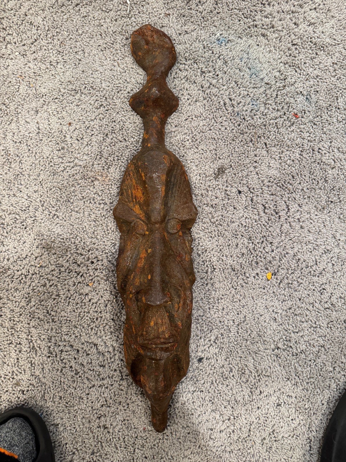 Antique Vintage Cast Iron African Figural Face Sculpture 23” Heavy Architectural Antique Vintage Cast Iron African Figural Face Sculpture 23” Heavy Architectural
