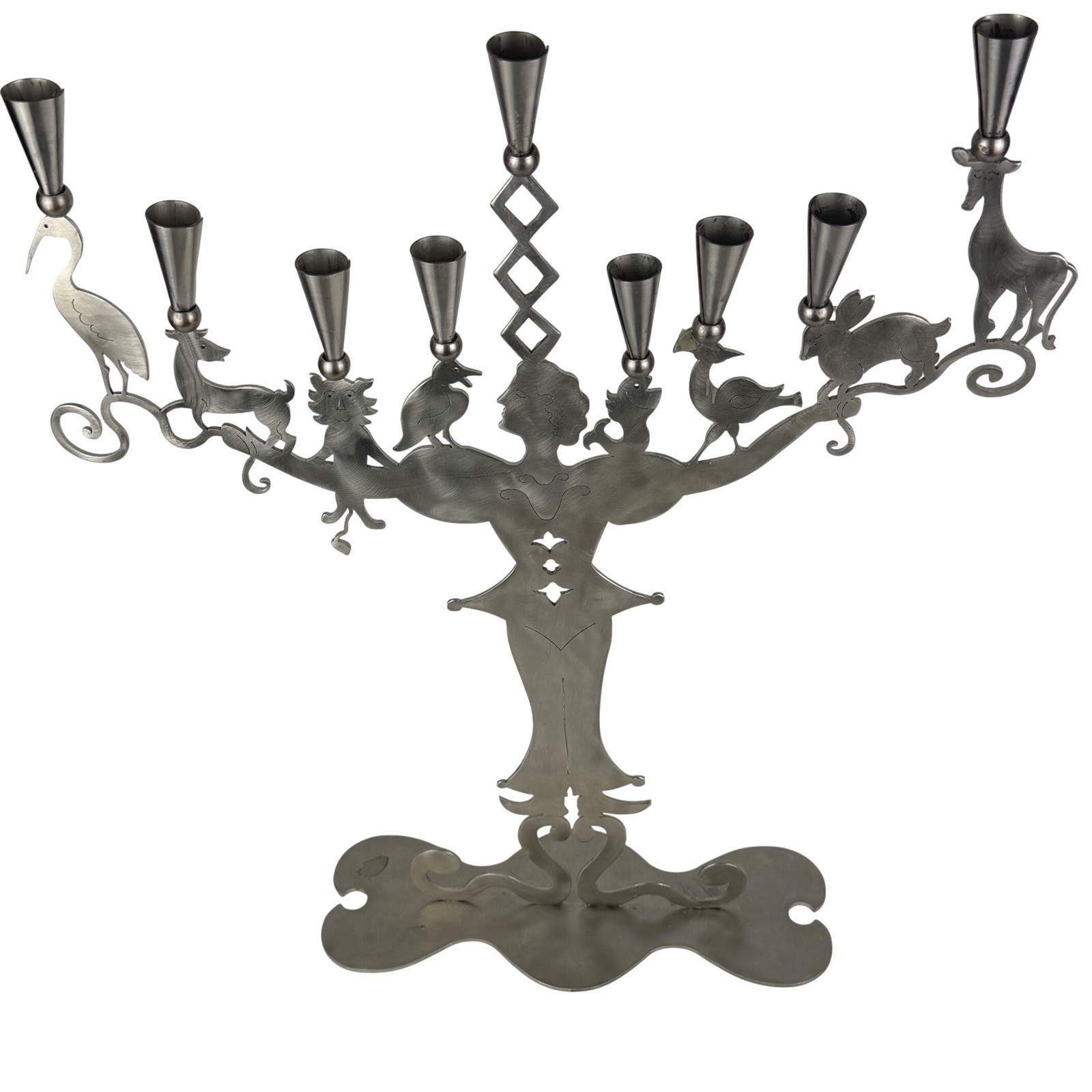 Amy Hess Amy's Ark Stainless Steel Animal Candelabra Candle Holder Sculpture Amy Hess Amy's Ark Stainless Steel Animal Candelabra Candle Holder Sculpture