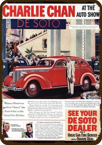 1937 DESOTO Red Car Vintage Look DECORATIVE METAL SIGN - Actor CHARLIE CHAN 1937 DESOTO Red Car Vintage Look DECORATIVE METAL SIGN - Actor CHARLIE CHAN