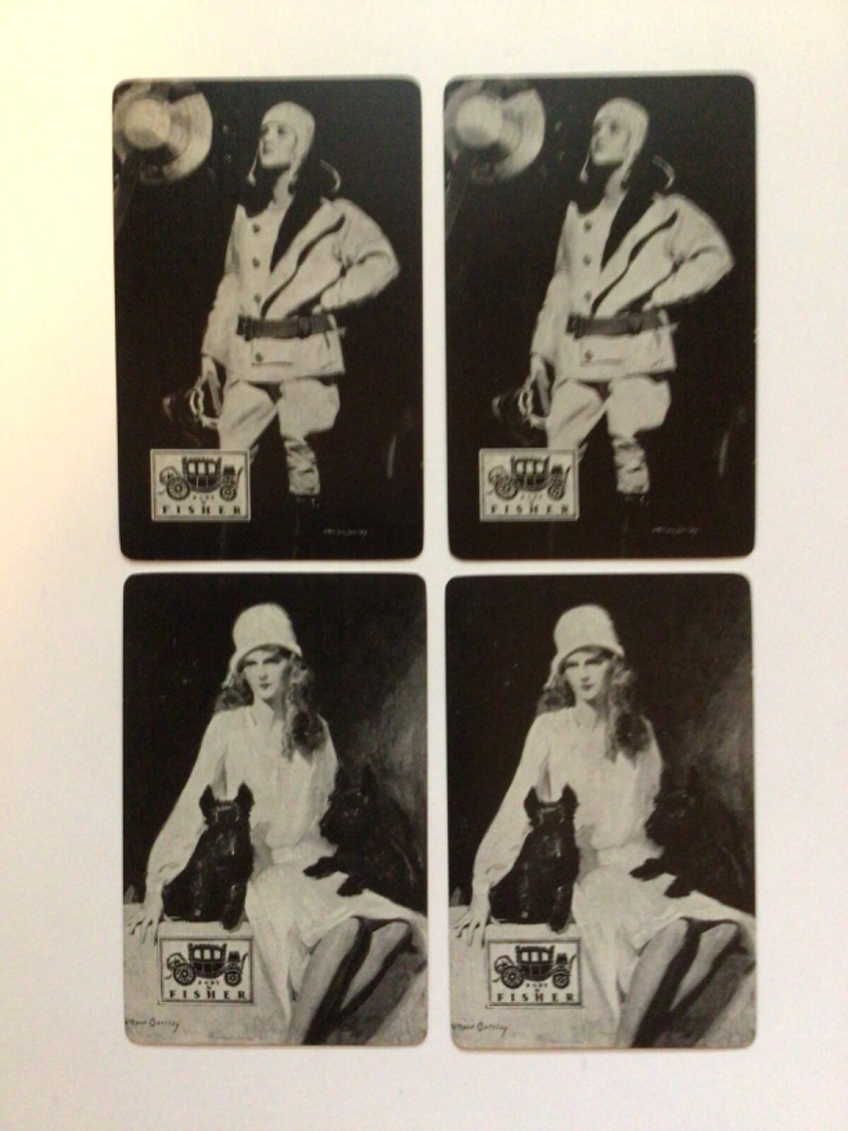 (4) Antique “Body by Fisher” Playing Cards c.1920’s