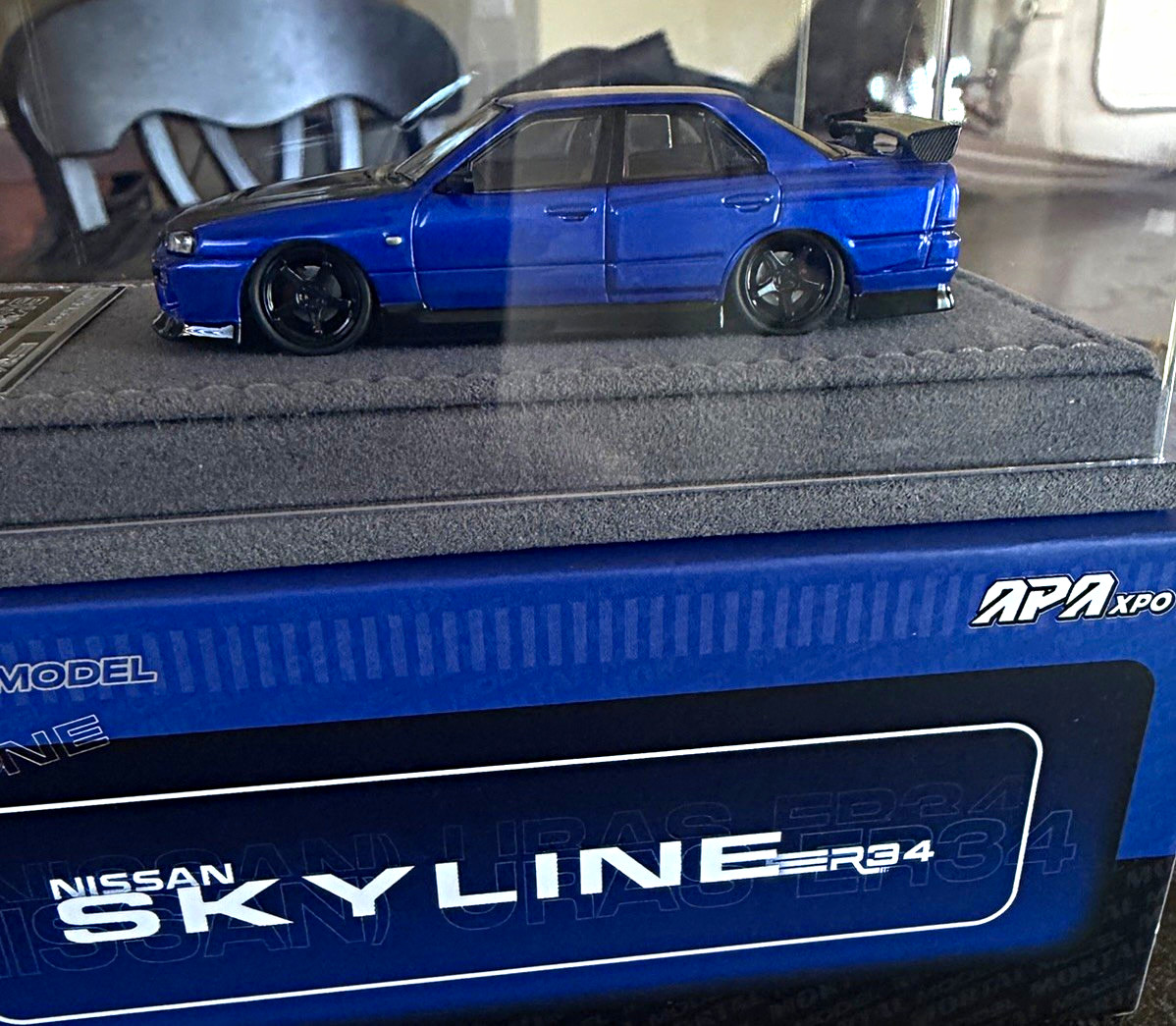 MORTAL MODEL Nissan Skyline ER34 1:64 Blue Diecast Model Car w/ Case MORTAL MODEL Nissan Skyline ER34 1:64 Blue Diecast Model Car w/ Case