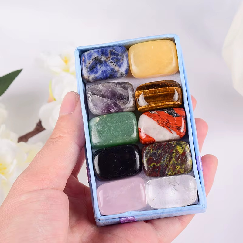 10PCS Natural Tumbled Stones 15–20mm Mixed Chakra Healing Quartz Crystals 10PCS Natural Tumbled Stones 15–20mm Mixed Chakra Healing Quartz Crystals