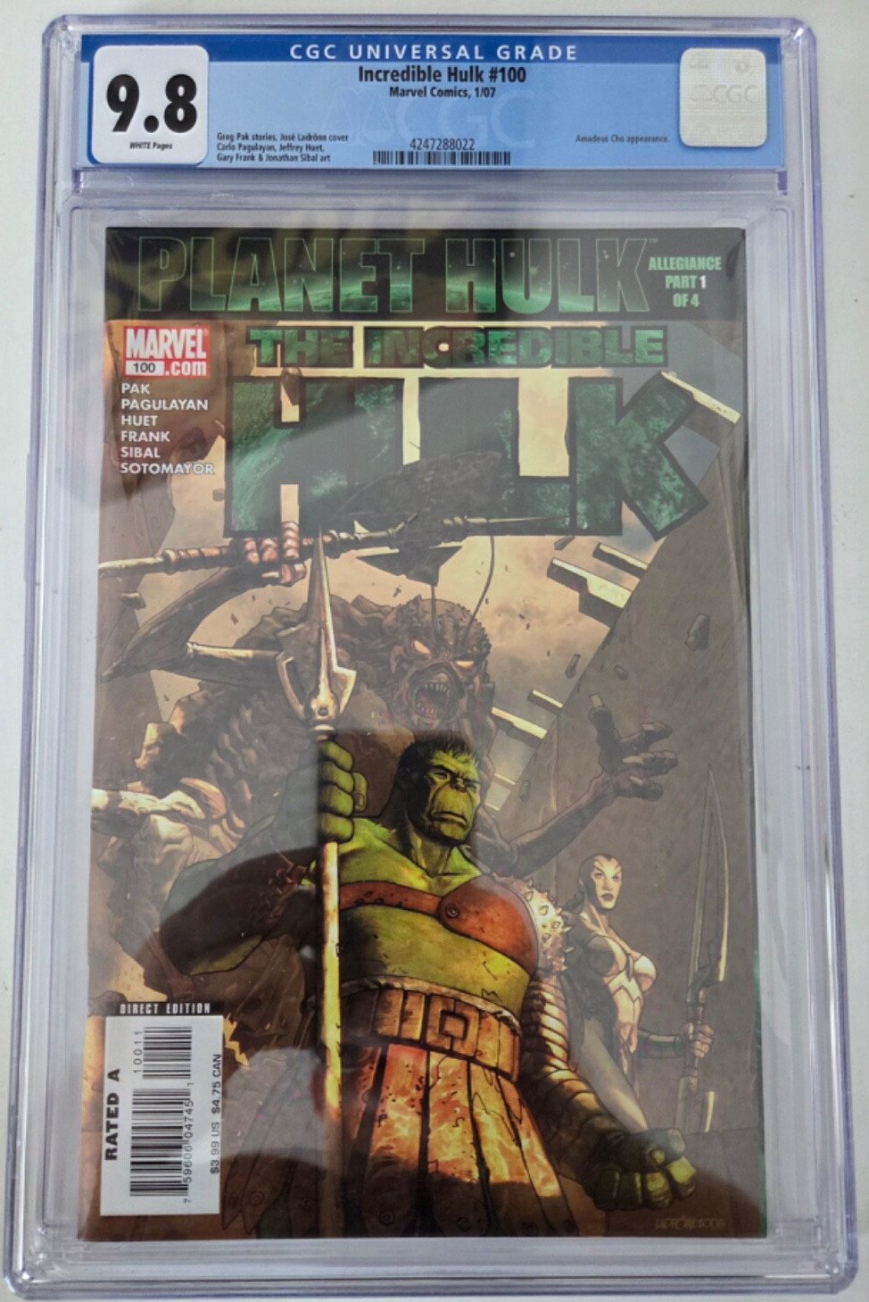 INCREDIBLE HULK #100 CGC 9.8 GRADED PLANET HULK 2ND APPEARANCE OF AMADEUS CHO INCREDIBLE HULK #100 CGC 9.8 GRADED PLANET HULK 2ND APPEARANCE OF AMADEUS CHO
