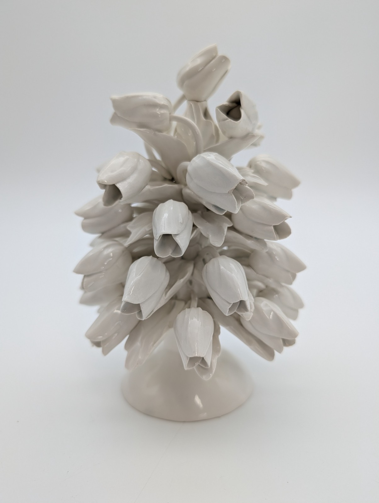 Vintage Italian Handmade White Ceramic Tulip Tree Floral Sculpture Vintage Italian Handmade White Ceramic Tulip Tree Floral Sculpture
