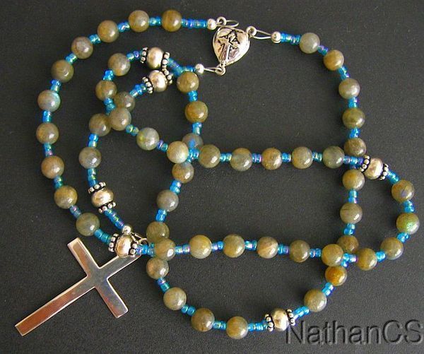 Catholic Rosary Rosenkranz Chapelet Labradorite & Sterling Silver - Hand made Catholic Rosary Rosenkranz Chapelet Labradorite & Sterling Silver - Hand made
