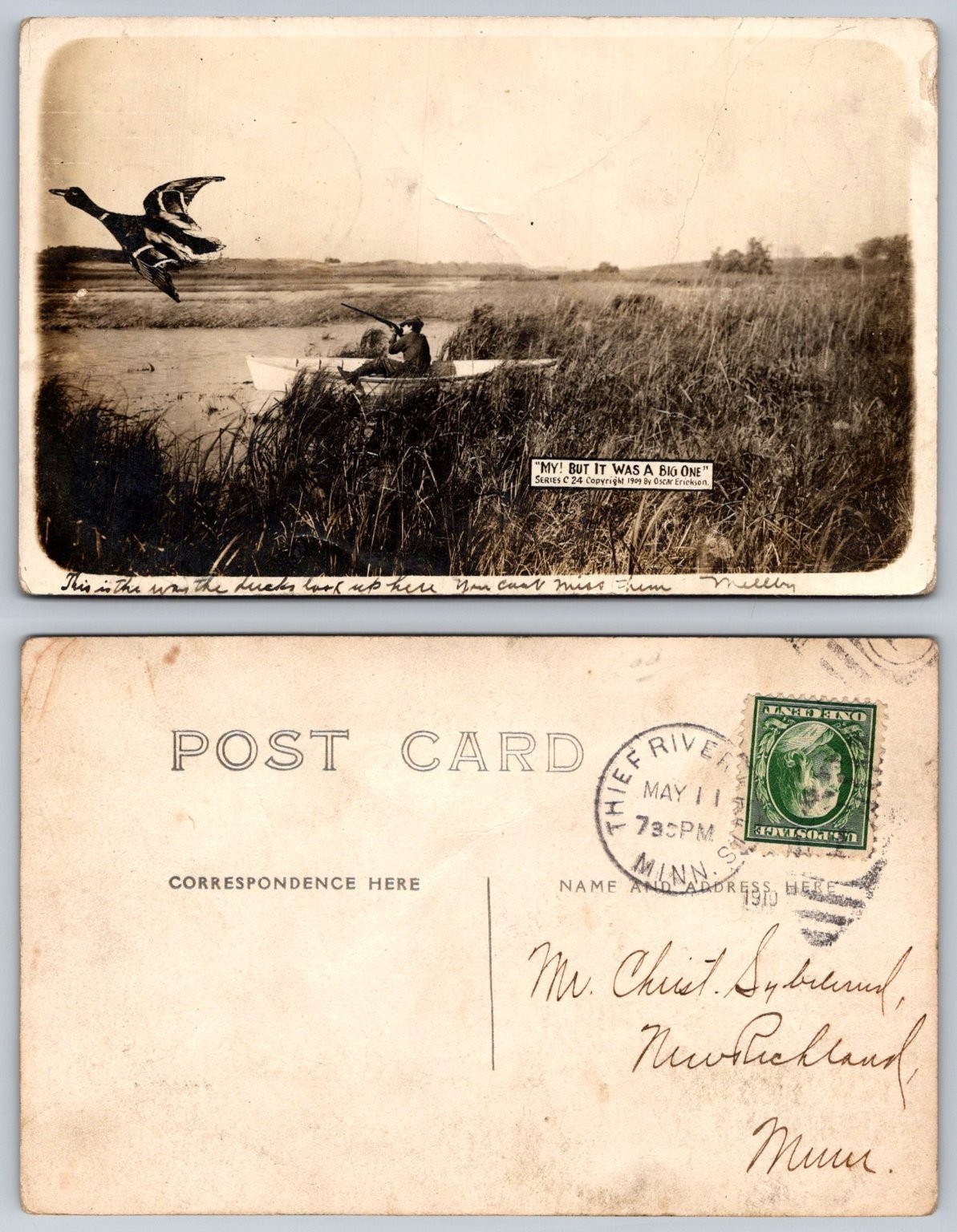 1910 RPPC Thief River Falls MN Duck Hunter Humor Postcard Oscar Erickson 1910 RPPC Thief River Falls MN Duck Hunter Humor Postcard Oscar Erickson