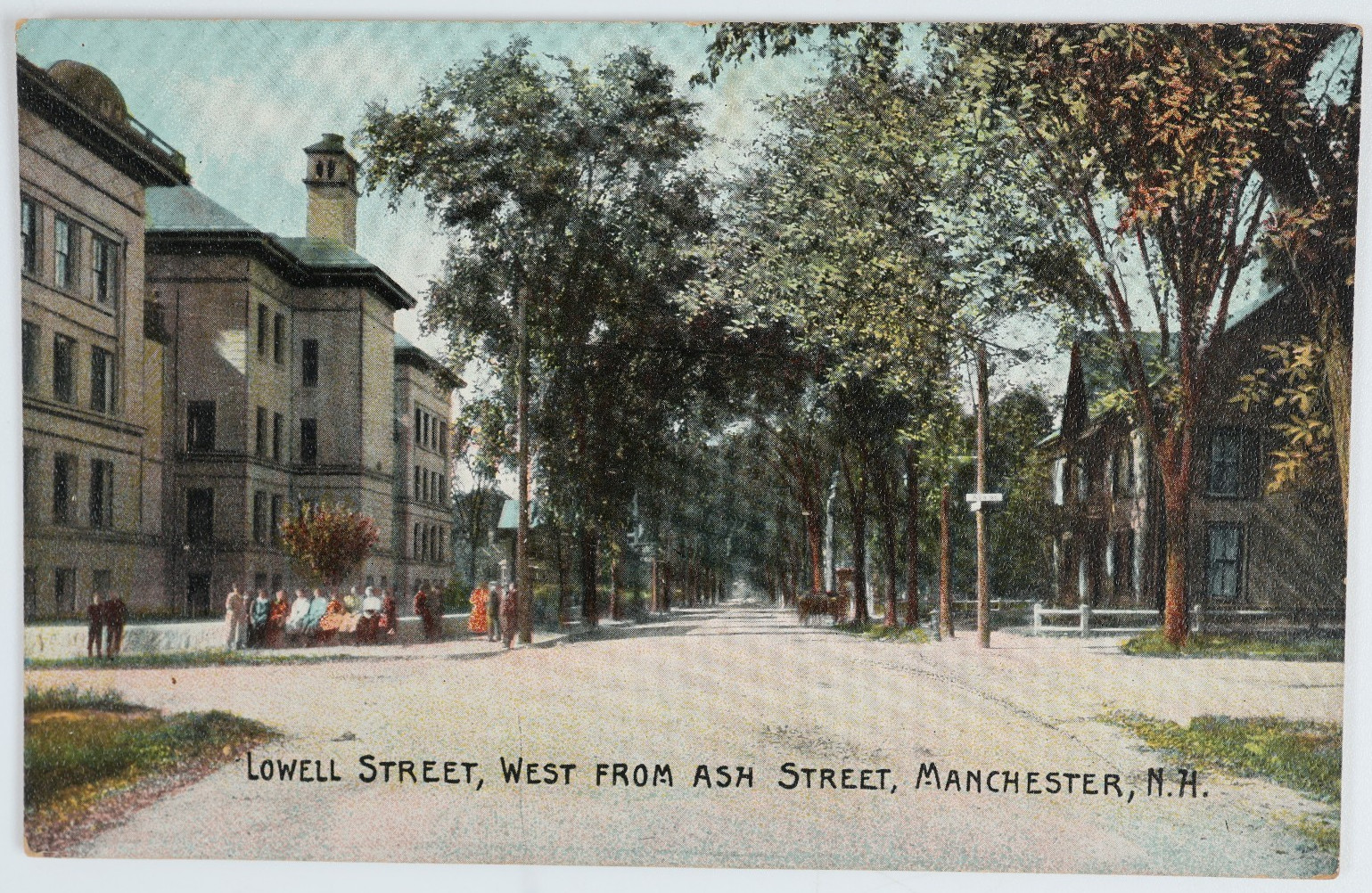 Vintage Manchester NH New Hampshire Lowell Ash Street M.H. School Postcard