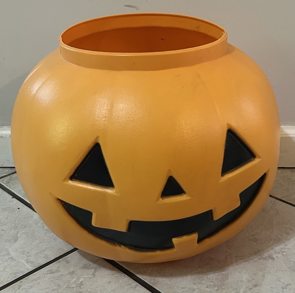 HUGE XL General Foam Plastics Blow Mold Halloween Pumpkin Pail Bucket 12”x16” HUGE XL General Foam Plastics Blow Mold Halloween Pumpkin Pail Bucket 12”x16”