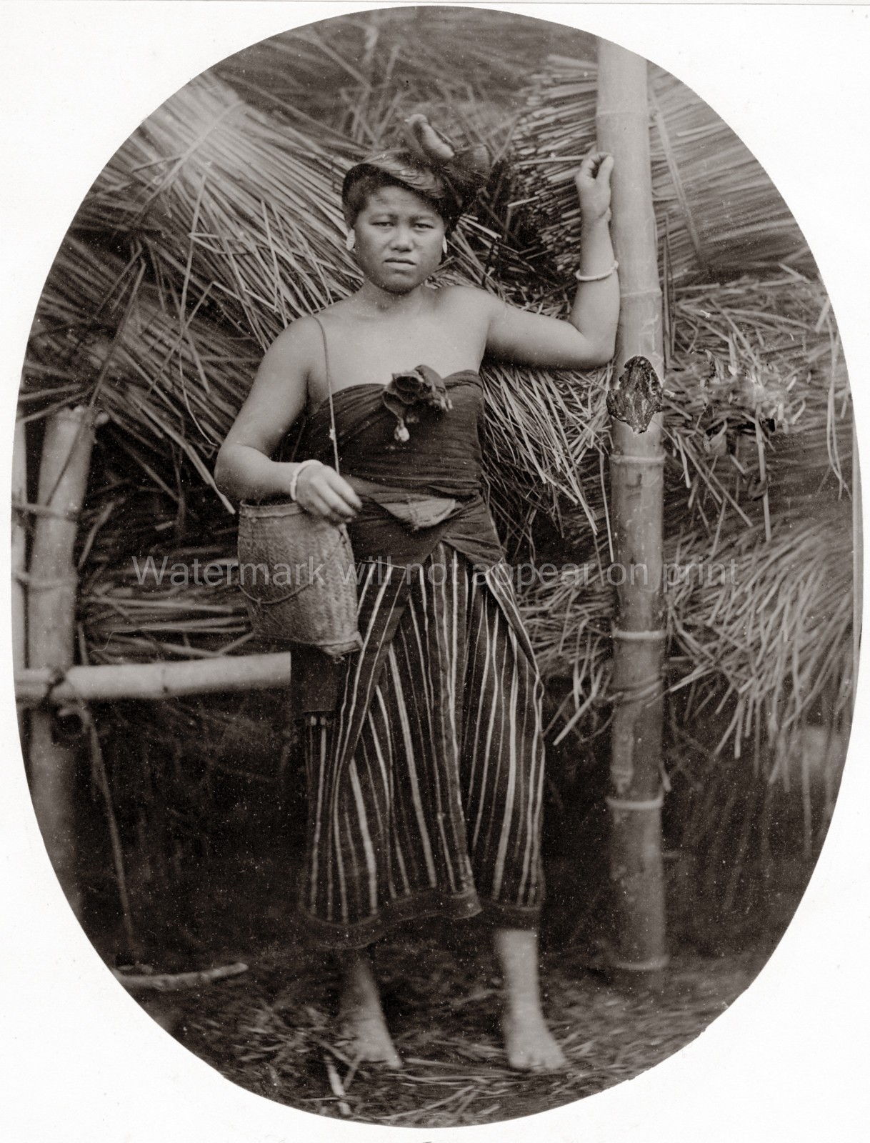 Siam Thailand Country Woman Indigenous Traditional Dress Vtg. Photo 19thC.