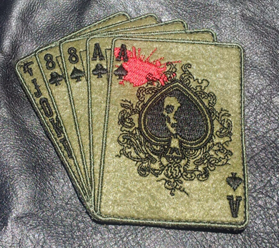 DEAD MAN'S HAND ACES SKULL OUTLAW IRON ON MC BIKER PATCH 4.0 inch DEAD MAN'S HAND ACES SKULL OUTLAW IRON ON MC BIKER PATCH 4.0 inch