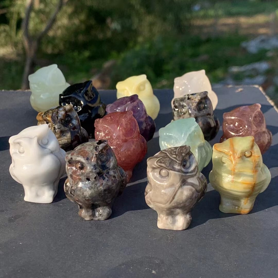 50pc Natural Mix Quartz Carved owlSkull Crystal Reiki Healing Gem Halloween Gift 50pc Natural Mix Quartz Carved owlSkull Crystal Reiki Healing Gem Halloween Gift