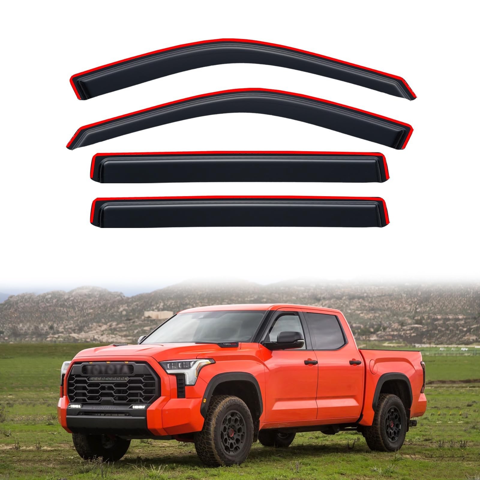 in-Channel Rain Guards for 2022-2026 Toyota Tundra CREWMAX ONLY, Window Visor... in-Channel Rain Guards for 2022-2026 Toyota Tundra CREWMAX ONLY, Window Visor...
