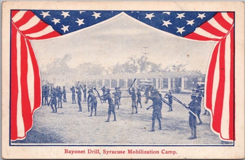 c1910s WWI CAMP SYRACUSE New York Postcard "Bayonet Drill, Mobilization Camp" c1910s WWI CAMP SYRACUSE New York Postcard "Bayonet Drill, Mobilization Camp"