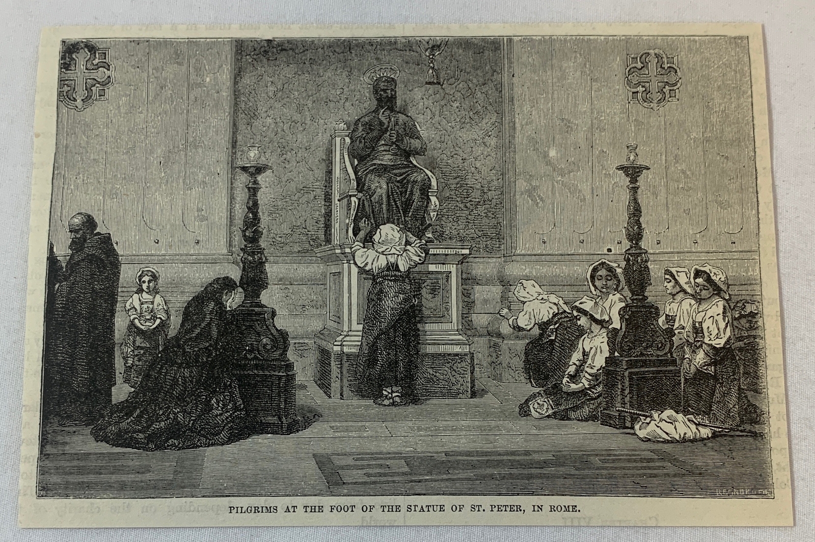 1876 magazine engraving~ PILGRIMS AT THE FOOT OF THE STATUE OF ST PETER Rome 1876 magazine engraving~ PILGRIMS AT THE FOOT OF THE STATUE OF ST PETER Rome