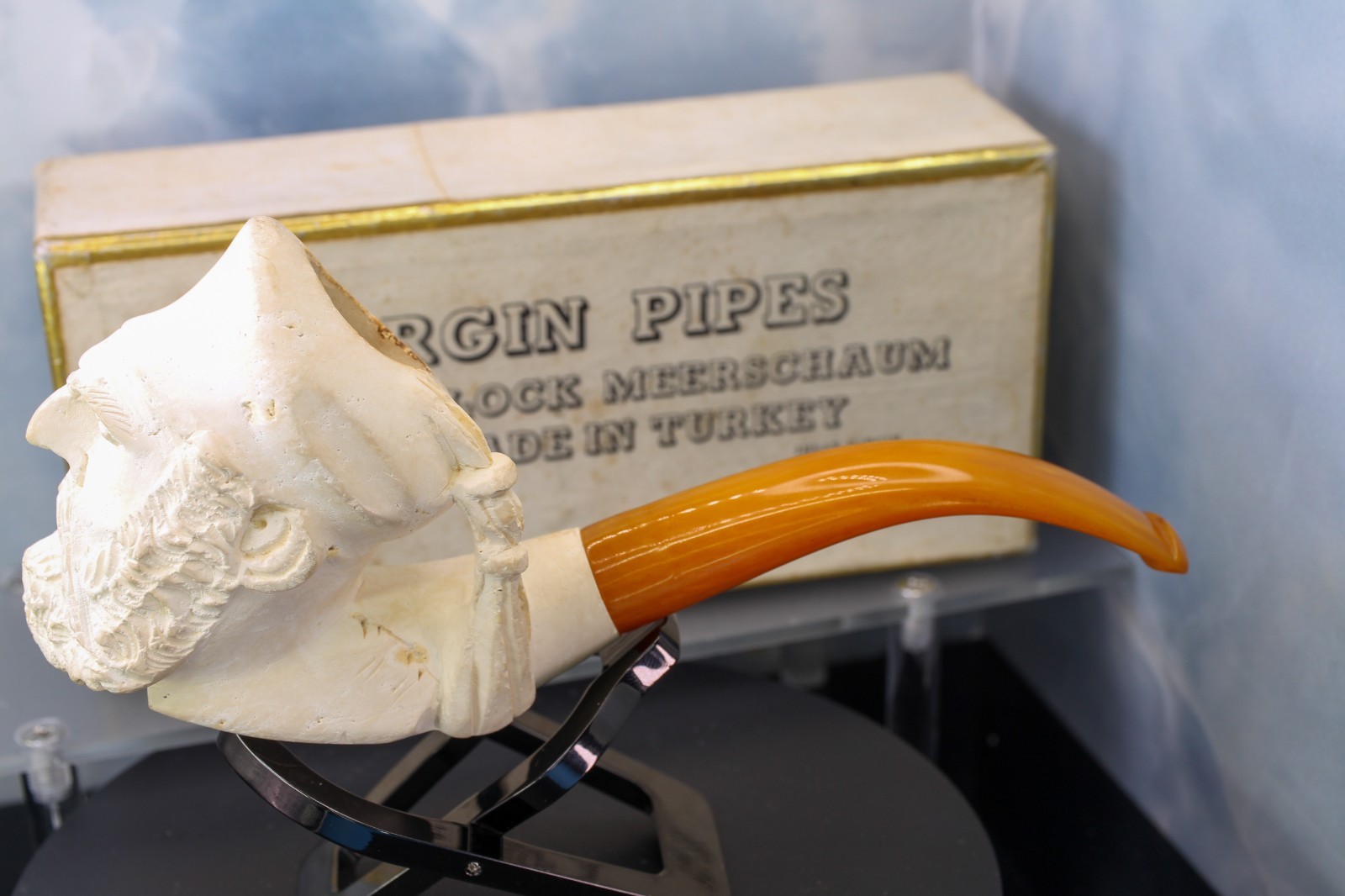 Cleaned- STUNNING Ihsan GIRGIN Block Meerschaum Face Pipe From Turkey Cleaned- STUNNING Ihsan GIRGIN Block Meerschaum Face Pipe From Turkey